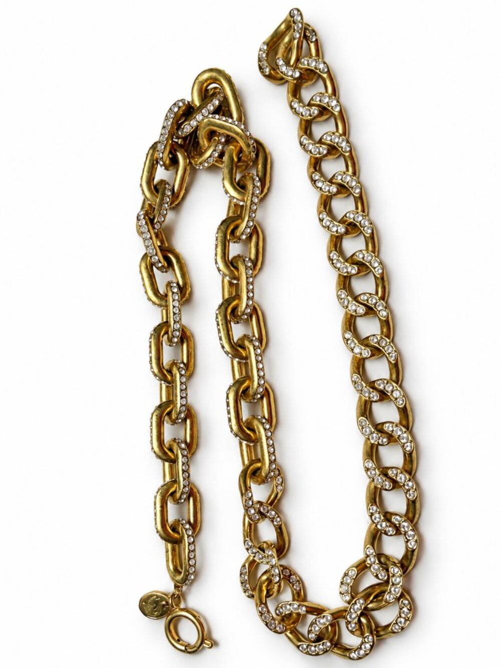 Swarovski Gold-Tone Pavé Crystal Chain-Link Necklace — NW